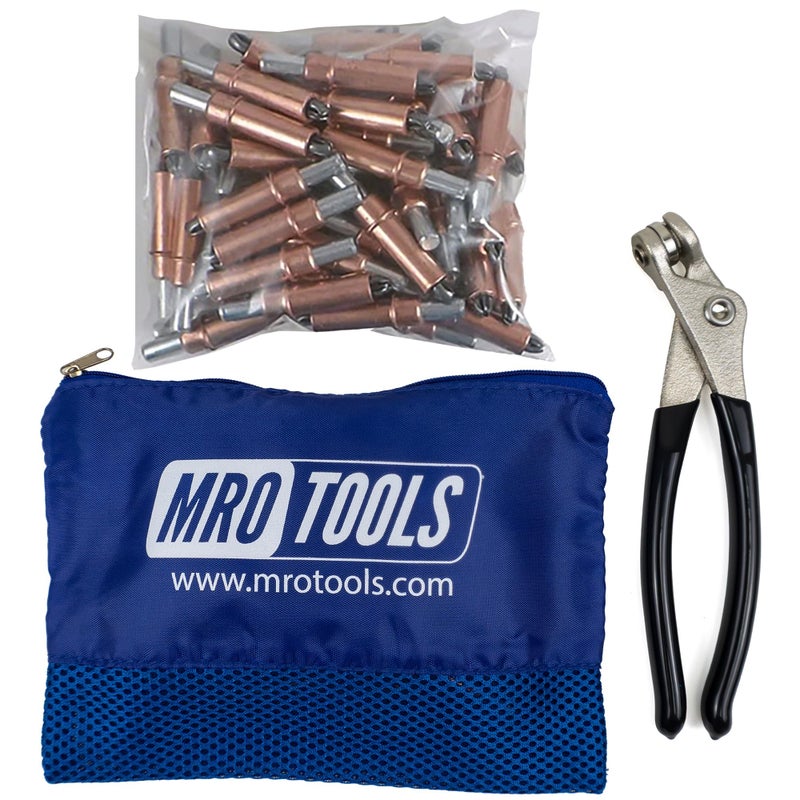 MRO Tools Cleco Fasteners 50 1/4 Cleco Sheet Metal Fasteners + Cleco Pliers w/Carry Bag (K1S50-1/4) - Image 1